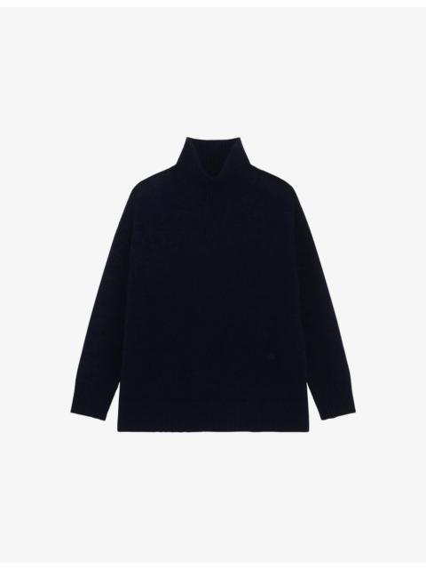 The Kooples High-Neck Relaxed-Fit Cashmere-Blend Jumper