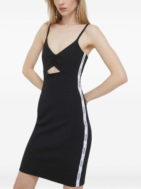 HUGO cut-out logo-tape mini dress