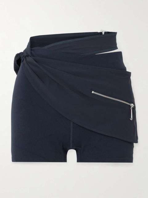 JACQUEMUS + Jacquemus belted layered stretch-jersey shorts