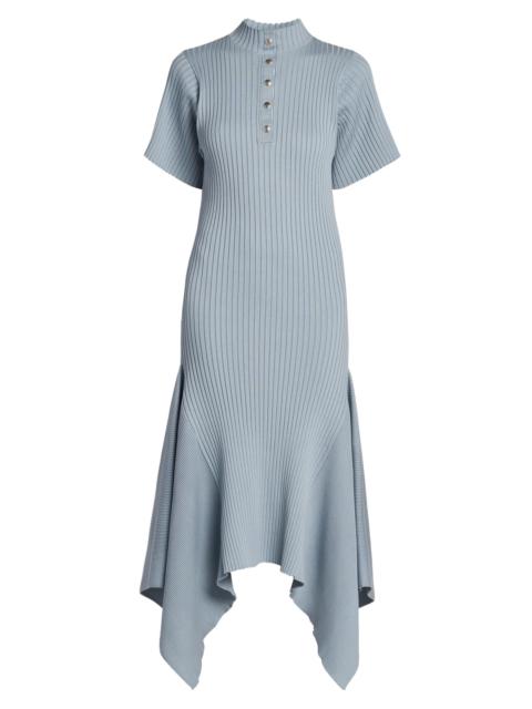 Stella McCartney Women's Rib-Knit Cotton Polo Midi Dress - Blue Grey