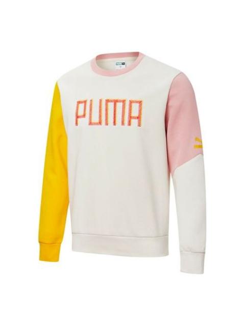 PUMA Puma Colorful Embroidered Logo Sweater 'White Yellow Pink' 532180-05