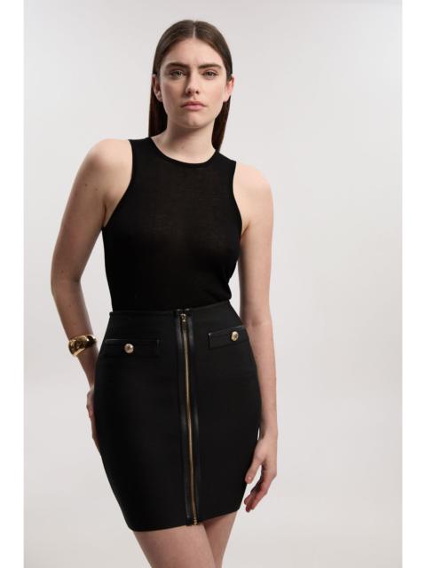 KAREN MILLEN Pu Tipped Military Bandage Mini Skirt