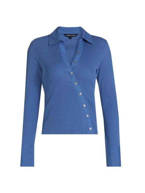 VERONICA BEARD Women's Brenner Cotton Asymmetric Shirt - Blue Coast