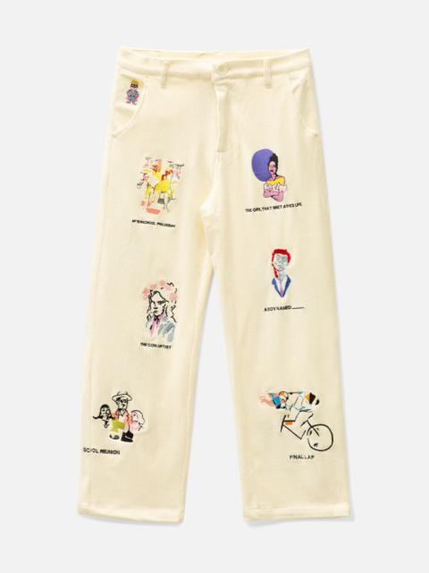 KidSuper MUSEUM EMBROIDERED CORD PANTS