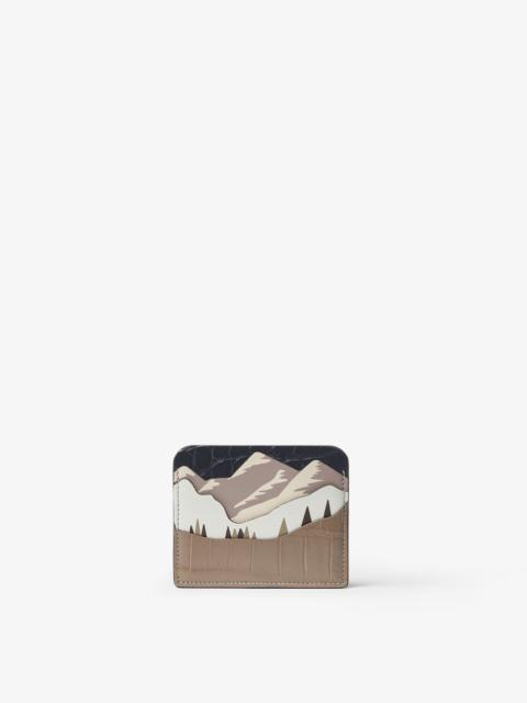 FENDI Fendi Postcard Card Case Multicolor leather and crocodile leather flat card holder