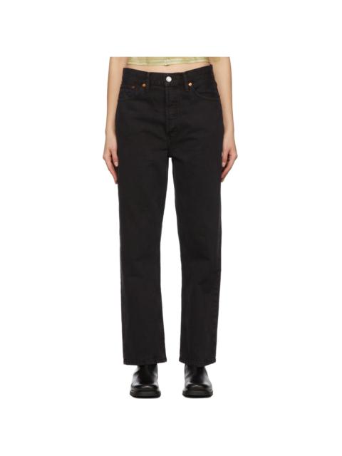 RE/DONE Black Cropped Low Slung Jeans