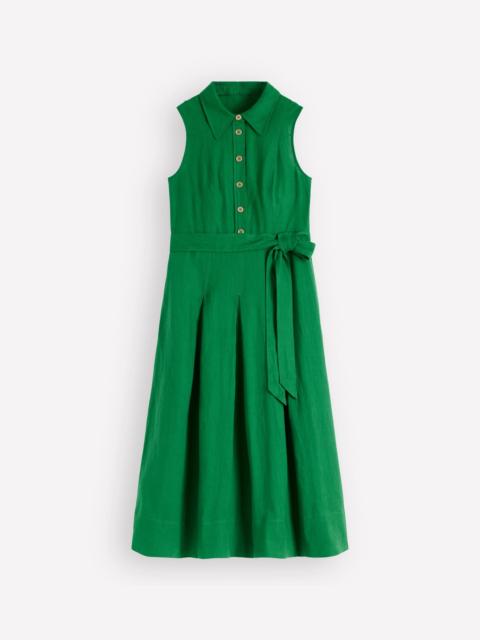 BODEN Belinda Linen Shirt Dress-Fresh Green