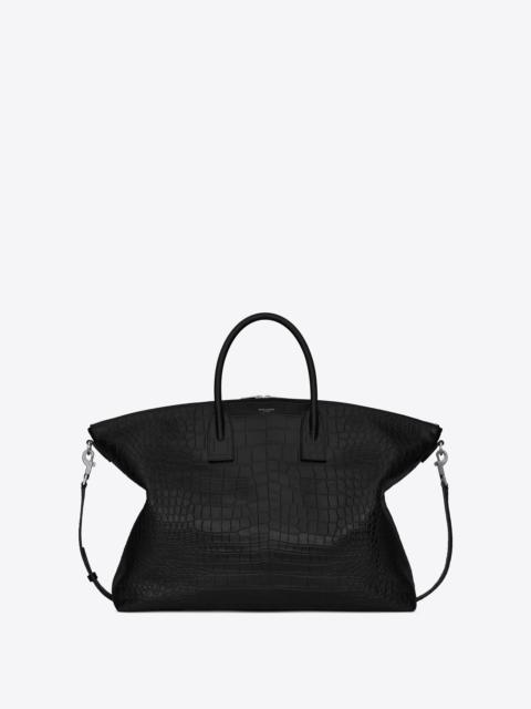 SAINT LAURENT giant bowling bag in crocodile-embossed leather
