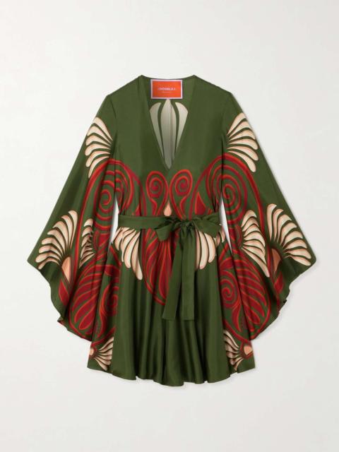 La DoubleJ Magnifico belted printed silk mini dress