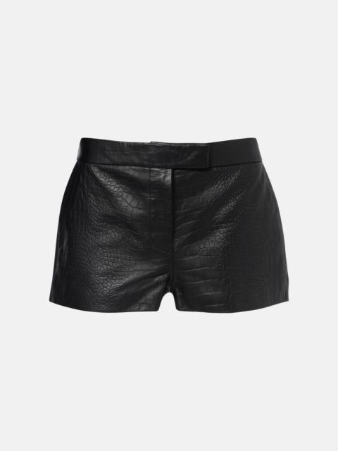 ALEX PERRY Croc-effect leather shorts