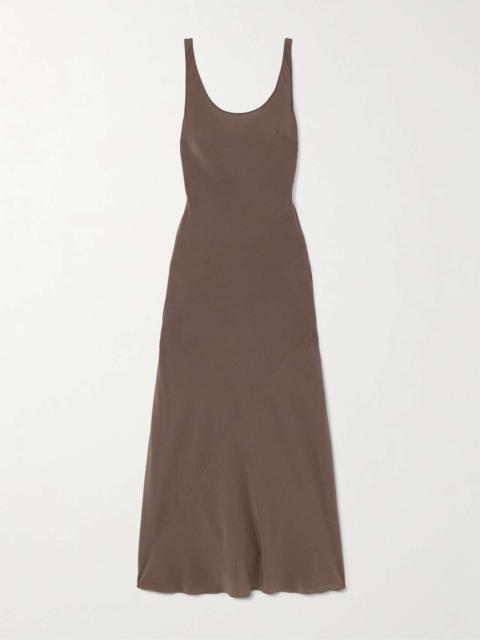MATTEAU Silk crepe de chine midi dress Brown