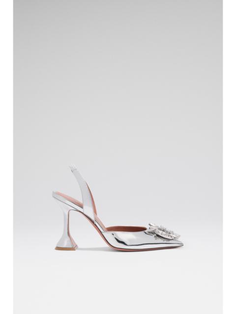 Amina Muaddi BEGUM SLING SILVER MIRROR