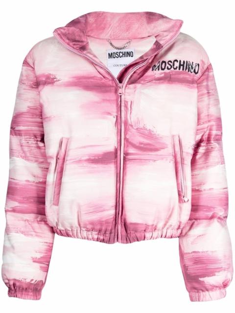 Moschino brushstroke-print puffer jacket