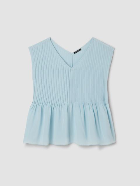 EILEEN FISHER Silk Crepe de Chine V-Neck Top
