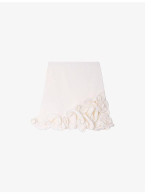 Sandro Flower-Embellished Knitted Mini Skirt