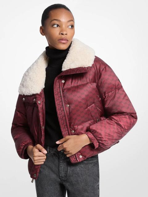 MICHAEL KORS Logo Print and Sherpa Puffer Jacket