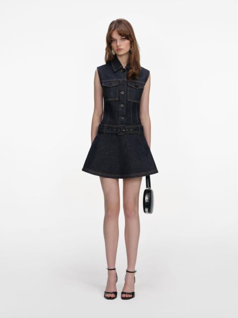 self-portrait Indigo Denim Flared Mini Dress