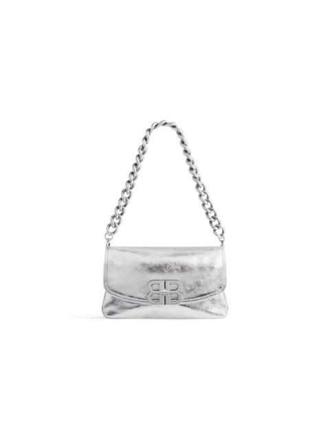 BALENCIAGA Women's Bb Soft Small Flap Bag Metallized in Silver