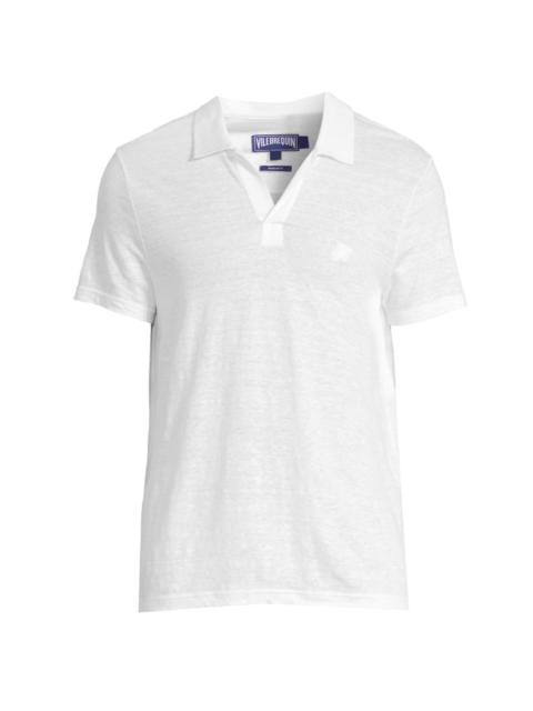 Vilebrequin Men's Pyramid Linen Polo Shirt - White