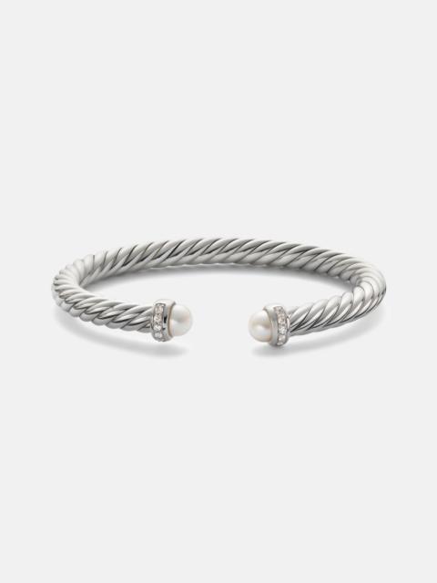 DAVID YURMAN Cable Flex® 925 sterling silver bracelet with diamonds and pearls