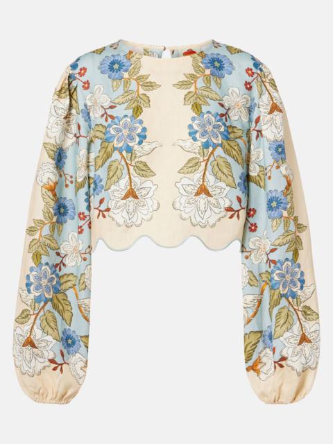 FARM RIO Floral linen blouse