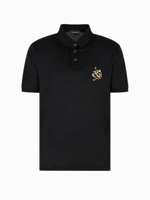 ASV LYOCELL BLEND JERSEY POLO SHIRT WITH LUNAR NEW YEAR EMBROIDERY