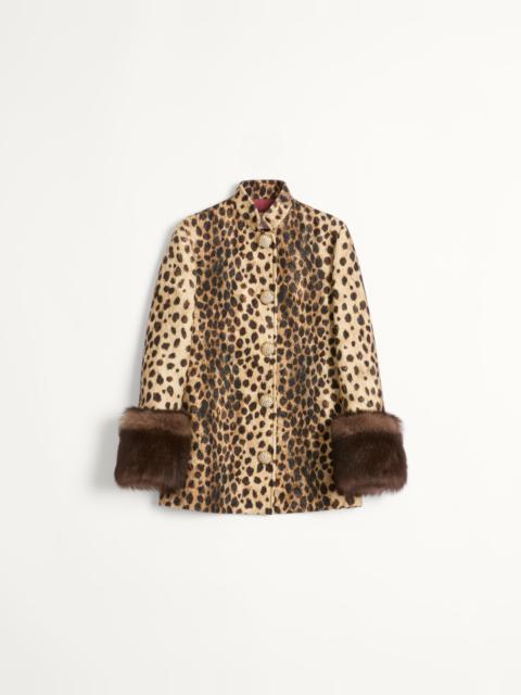 JAGUAR SPOTS PRINTED WOOL CLOTH CABAN