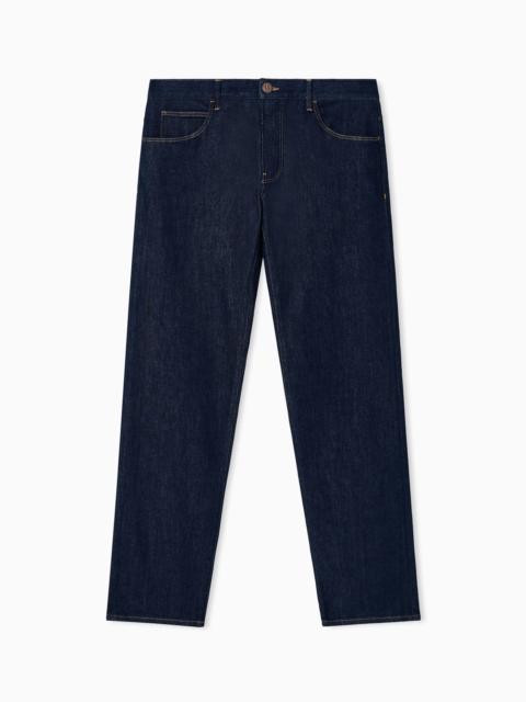 GIORGIO ARMANI Five-pocket, regular fit, stretch cotton-denim trousers