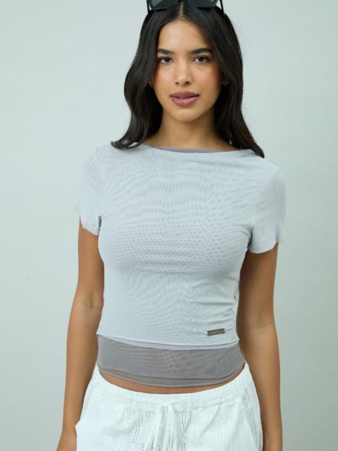 House of Sunny GREY DOUBLE LAYER MESH TOP