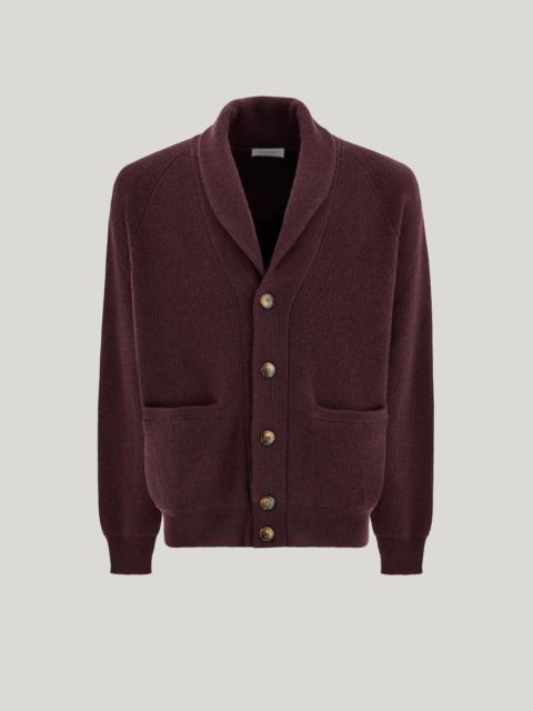 Canali BURGUNDY CASHMERE SHAWL CARDIGAN
