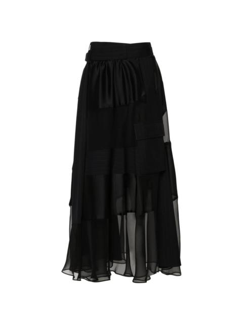 sacai asymmetric panelled skirt