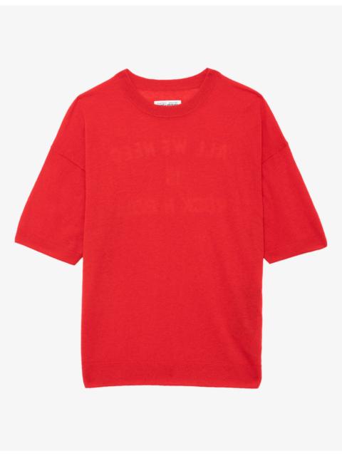 Zadig & Voltaire Idaz Rhinestone-Embellished Short-Sleeve Cashmere Jumper