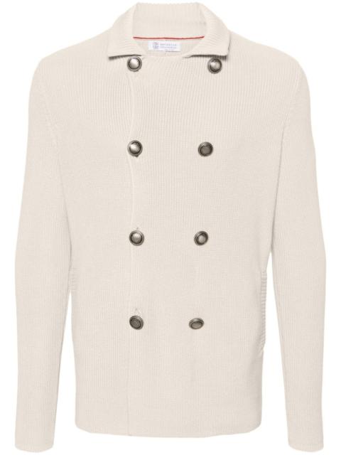 stand-up collar cotton cardigan