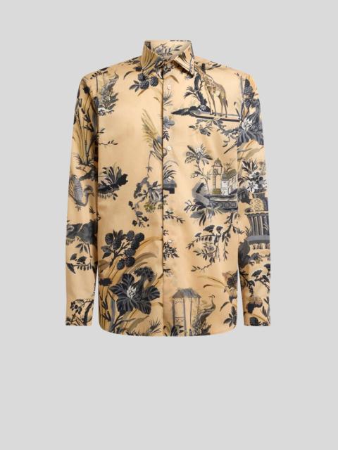 Etro SHIRT IN COTTON SATIN WITH FLOWER AND ANIMAL MOTIF