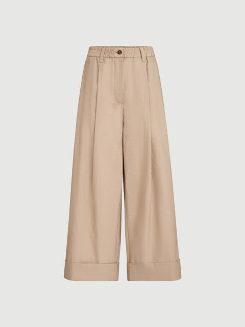 Brunello Cucinelli Techno cotton poplin boxy pleated trousers with monili