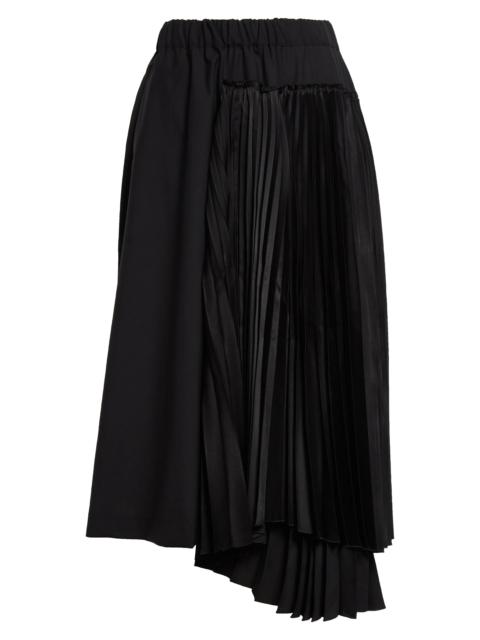 Noir Kei Ninomiya Pleated Satin Inset Wool Skirt