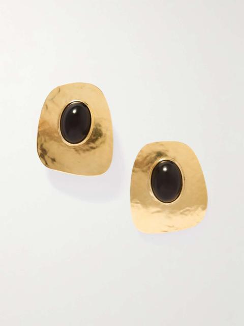 SAINT LAURENT CABOCHON EARRINGS IN RESIN AND METAL