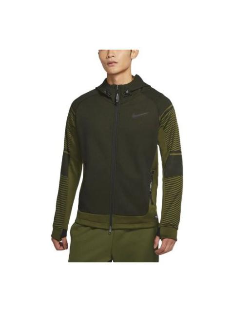 Nike Therma-fit Adv Full-length zipper Cardigan Training Hooded Jacket Green DD2131-326
