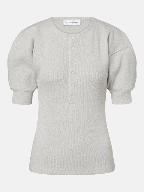 Victoria Beckham Cotton-blend Henley shirt