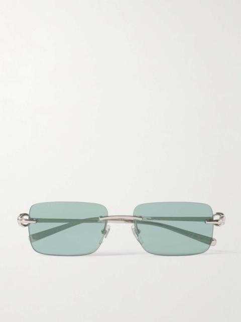 GUCCI Rimless square-frame silver-tone sunglasses Silver