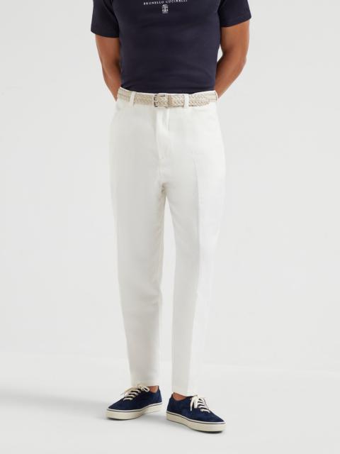 Brunello Cucinelli Cotton and linen gabardine leisure fit trousers