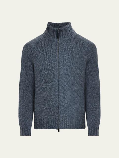 Brioni Men's Cashmere Mouline Zip Sweater