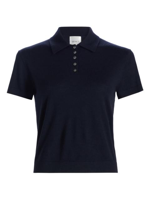 LESET Women's James Short-Sleeve Knit Polo Shirt - Midnight