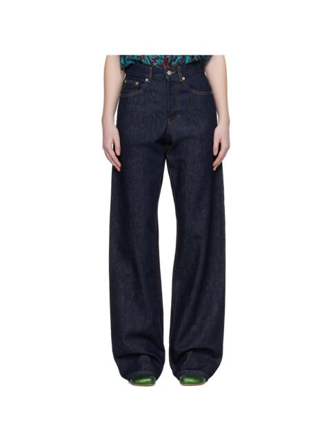 Dries Van Noten Navy Straight Leg Jeans