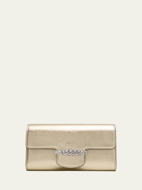 JIMMY CHOO Bing Crystal Metallic Leather Wallet