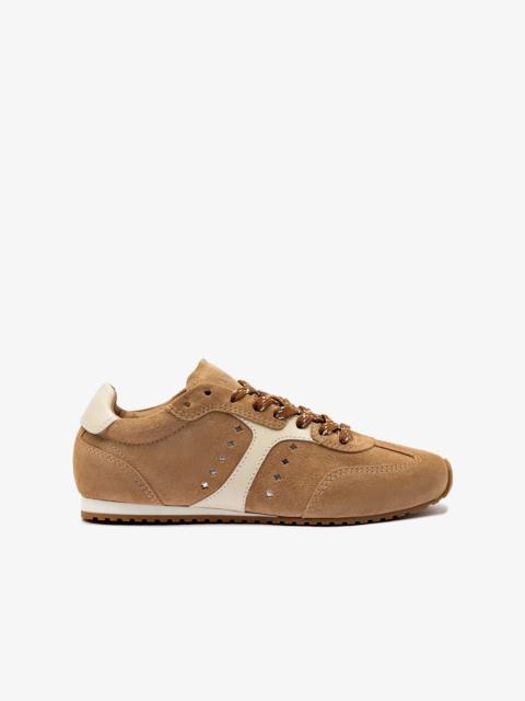 Larroudé Stella Sneaker In Peanut Suede