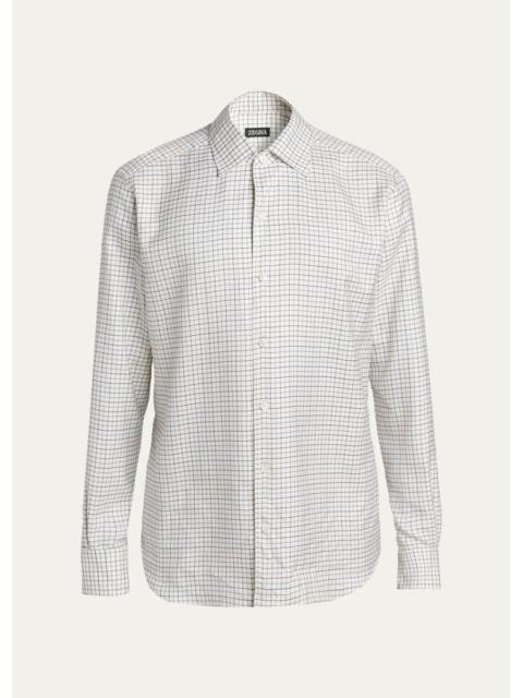 ZEGNA Men's Silk Grid Check Sport Shirt