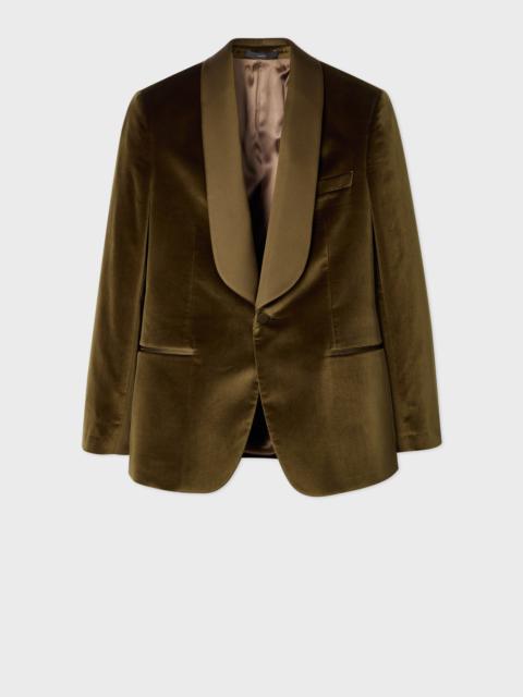 Paul Smith The Soho - Tailored-Fit Khaki Green Velvet Evening Blazer
