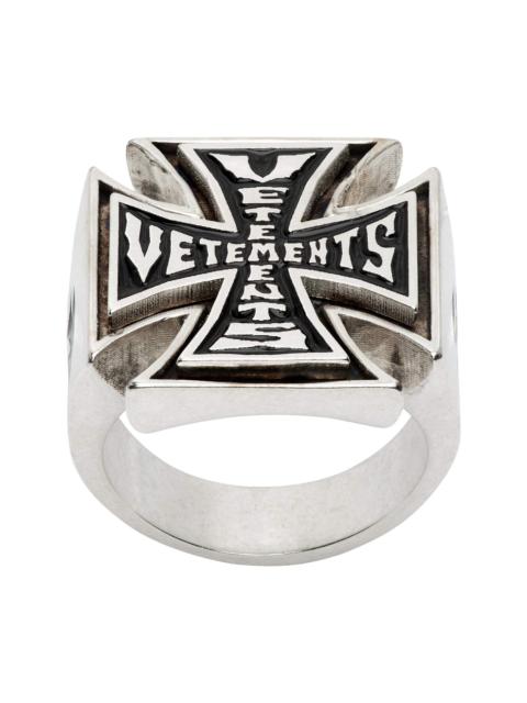 VETEMENTS Triple Biker Cross Logo Ring