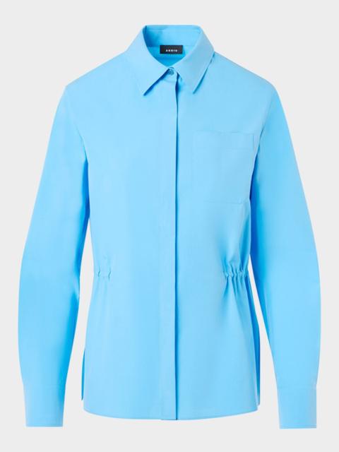 AKRIS Cinched-Waist Poplin Button-Down Shirt